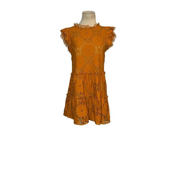 Blue Tassel gold floral lace tiered tunic mini dress size XS - Picture 9 of 15